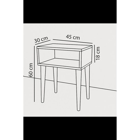 Noćni ormarić "RETRO" sa svojim elegantnim i kompaktnim dizajnom veoma je koristan i može se prilagoditi vašem namještaju. Širina: 45 cm, Dubina: 30 cm, Visina: 60 cm